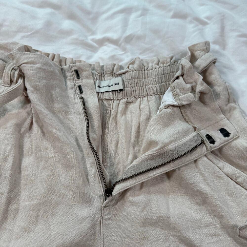 Abercrombie & Fitch High Rise Tie Waist Cream Beige Shorts Womens Large - Picture 2 of 8